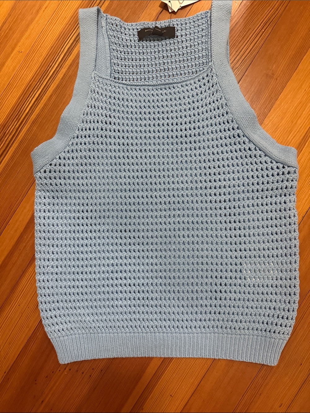 Banana Republic Factory Light Blue Crochet Knit Tank